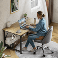 thumbnail image 3 of Lacoo Computer Desk 31 Inch Small Office Desk Modern Writing Desk with Storage Bag Work Study Table with Headphone Hook for Home Office, Oak, 3 of 7