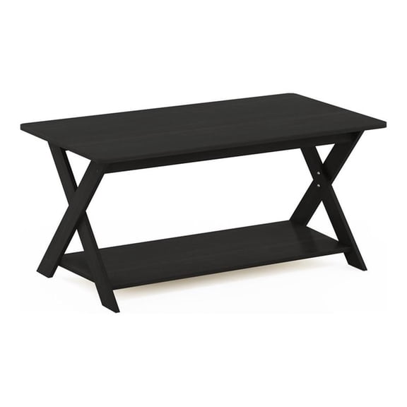 Maklaine Engineered Wood Simplistic Criss-Crossed Coffee Table in Espresso