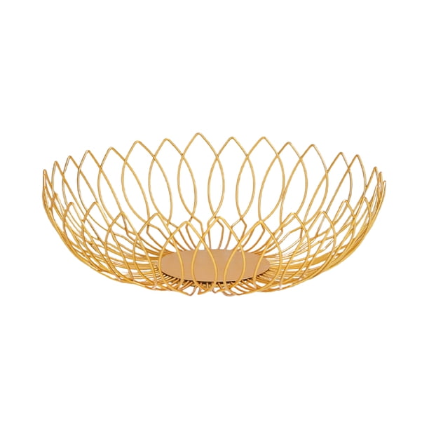 1 cesta de frutas nórdica sencilla y creativa, soporte para aperitivos huecos para el hogar, color dorado