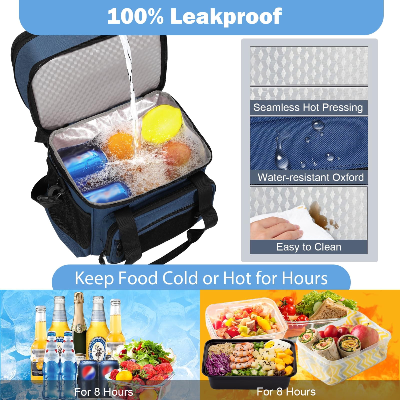 Insulated Tactical Lunch Bag Cooler 16L C_Blue for Work Outdoor Trips