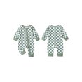 thumbnail image 2 of Miaouyo Infant Baby Girl Boy Checkerboard Fall Romper 0 3 6 9 12 Months Round Neck Long Sleeve Full Length Zipper Jumpsuit, 2 of 9