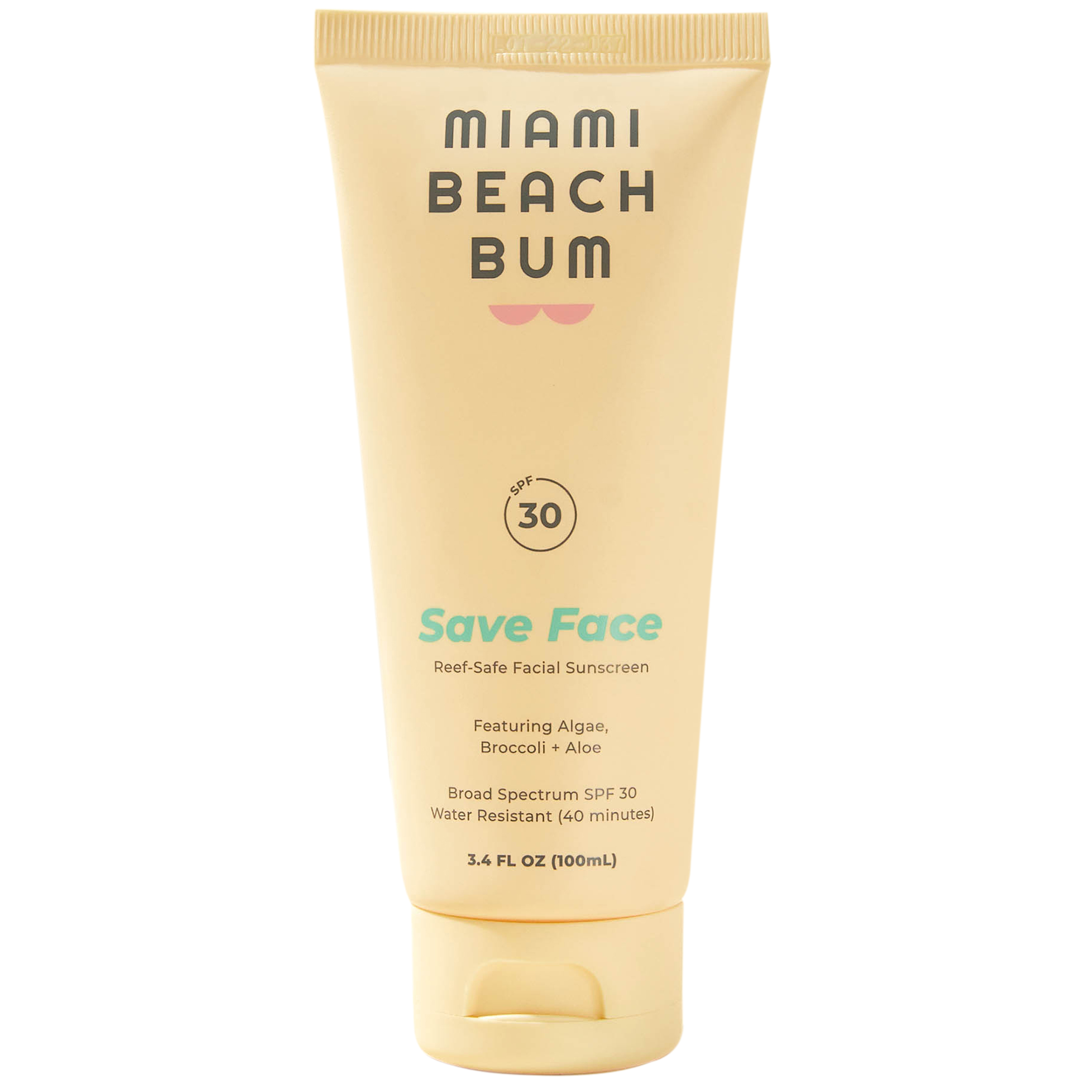 Miami Beach Bum Reef-Safe SPF30/ 40 Min Water Resistant Mineral Broccoli Face Cream, Fragrance-free, 3.4oz