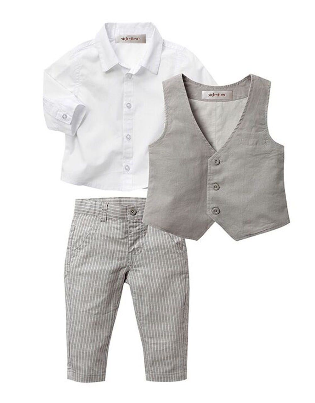 New Boys Elegant Set Baby Pants Vest T Shirt Casual Clothes 2pc Outfit 