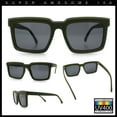thumbnail image 2 of Beveled Thick Plastic Retro Horn Rim Rectangle Sunglasses Green - Black, 2 of 8