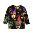 thumbnail image 4 of COM1950s Chemises à Manches Longues pour Garçons, Chemises à Manches Longues pour Filles, Garçons et Filles d'Âge Moyen et Adulte Imprimé Carnaval Col Rond Chandail-Over Haut Chemise de Base, Chemises pour Filles, 4 of 9