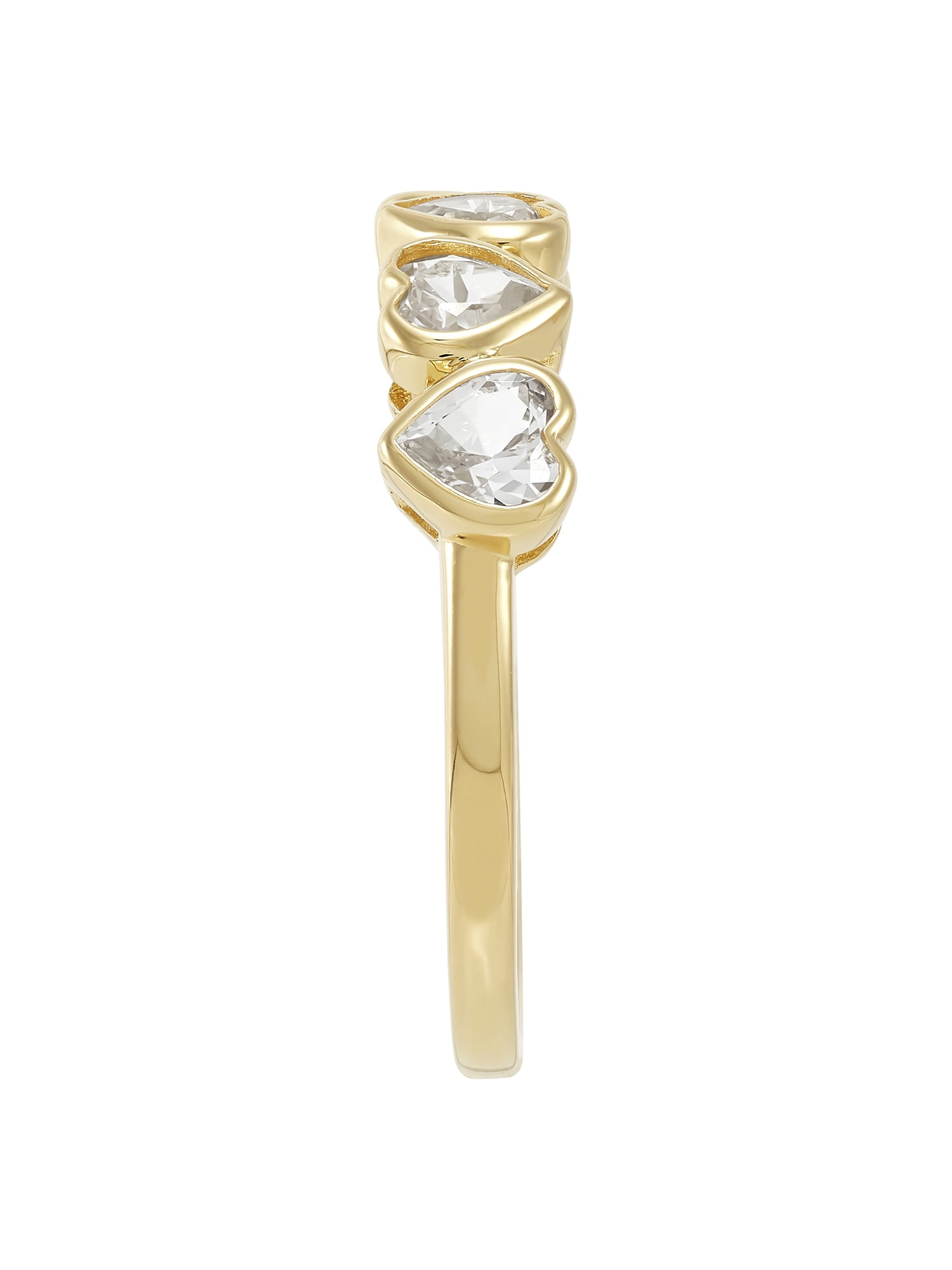 Brilliance Fine Jewelry Created White Sapphire Heart Band in Sterling Silver 14k Gold Plated, Size 7
