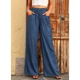 thumbnail image 3 of DOKOTOO Jeans for Women Wide Leg Jeans Drawstring High Waisted Loose Denim Pants Loose Denim Trousers Lightweight Jeans, 3 of 10