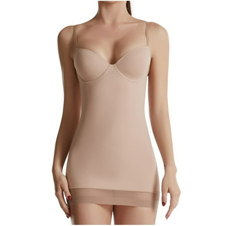 BZGTZT Womens Shapewear Tummy Control V Neck Cami Mini Under Dress Body Shaper Seamless Spaghetti Straps Lingerie