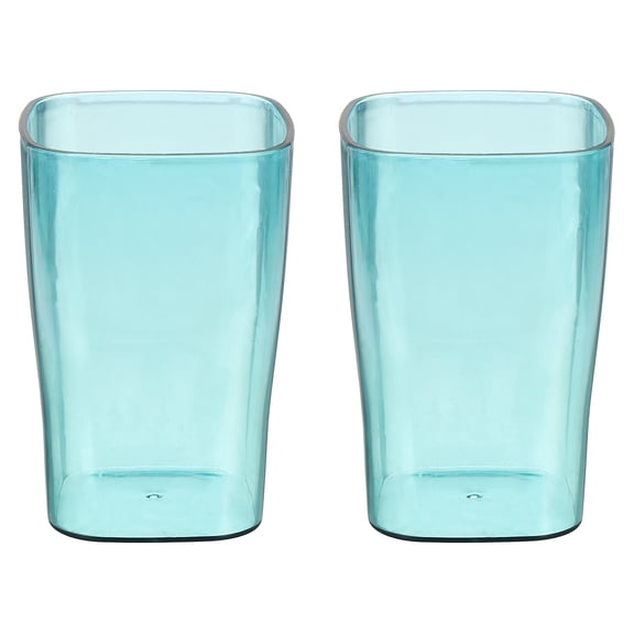Uxcell 2 Pcs Toothbrush Glasses, 2.4 x 2.4 x 4.3 Inch Bathroom Tumbler Plastic Cup Unbreakable Reusable for Bathroom Brushing Teeth Rinsing Mouth Practical Gift, Blue