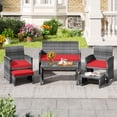 thumbnail image 1 of Costway Ensemble de Mobilier de Patio 6 Pcs, Sectionnel d'Extérieur pour Causerie, Ensemble de Canapé en Rotin PE, Rouge, 1 of 10