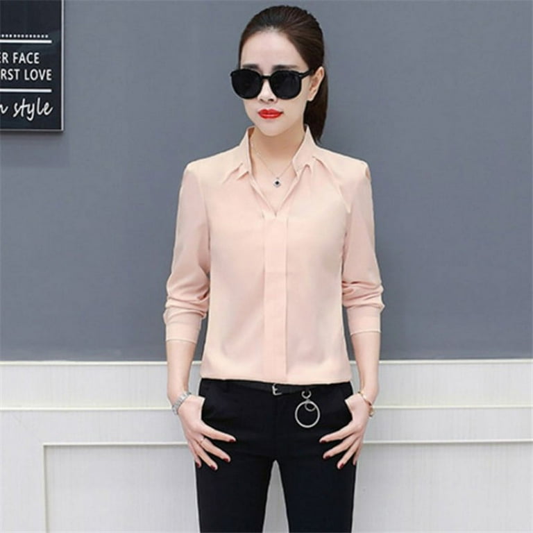 Elegant Sexy V-neck Blouse Summer Autumn Women Chiffon Blouse