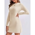 thumbnail image 2 of Long Sleeve Womens Sweater Dress Bodycon Crew Neck Fall Slimming Knit Mini Dresses, 2 of 7