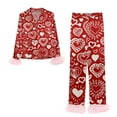 thumbnail image 3 of Valentine's Day Matching Pajamas for Couples Fall Fashion Must Have Women Pajama Sets V Neck Cozy Women's Sleepwear Long Sleeve Womens Pjs Sets Red, 3 of 5