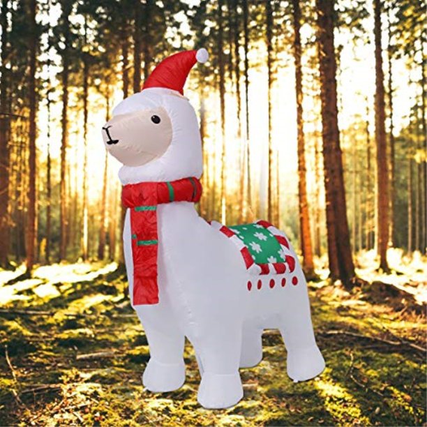 joyvibe 6feet christmas inflatable llama holiday lighted blowup yard