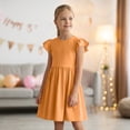 thumbnail image 5 of TIREOW Girls Summer Dresses Ruffle Short Sleeve Dresses Solid Color Crewneck A Line Casual Sleepwear Dress, 5 of 9