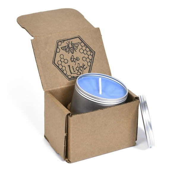 Beeswax Jar Candle 100% Pure USA Bees Wax in Tin Container Blue Cedar Sage Aromatherapy Scented