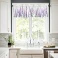 thumbnail image 3 of Kitchen Curtains and Valances Set, Lavender Summer Purple Flower Floral Short Rod Pocket 3 Pieces Window Curtain Set for Bedroom, Bathroom, 36 Inch Long, 3 of 5