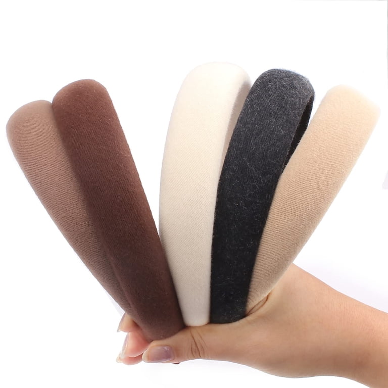 5 Pack Padded Headbands with Soft Fabric - Plain Thick Hair  display picture 1