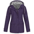 thumbnail image 5 of Rain Jacket for Women Lightweight Long Hooded Raincoat Waterproof Outdoor Travel Hiking Windbreaker Trench Coats Purple XL, 5 of 5