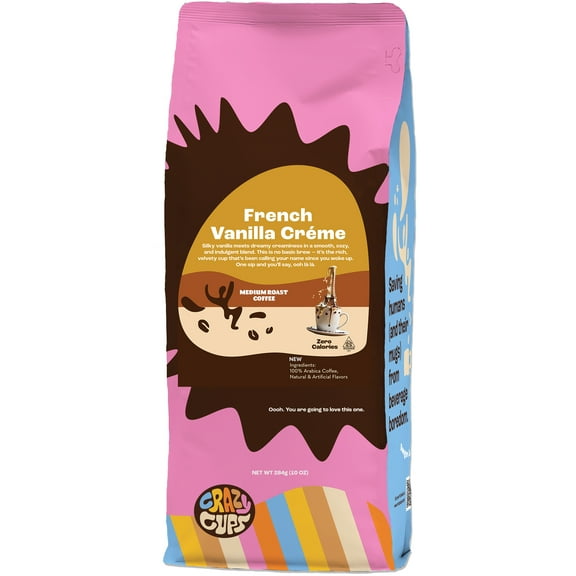 Crazy Cups French Vanilla Crème Ground Coffee, 10oz, 1 Pack