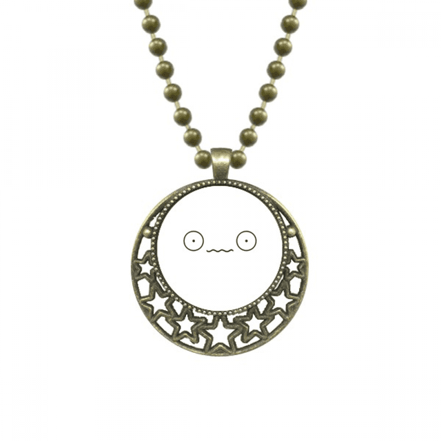 Kaomoji sorprendido y asustado de expresión Colgante Estrella Collar Luna Cadena Joyas Unbranded M