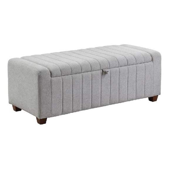 Doa Storage Bench- Channel Tufted- Gray Boucle Upholstery 50 Inch