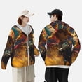 thumbnail image 4 of Daiia Colorful Bull Western Man UPF 50+ Sun Protection Hoodie Jacket Lightweight Long Sleeve Sun Shirt for Women Men with Pocket Hiking Outdoor-X-Large, 4 of 7