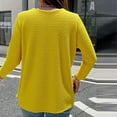 thumbnail image 4 of Enjoytime Womens Blouse Solid Color Crewneck Long Sleeve Button Down Shirts Lightweight Casual Plus Size Womens Tops Yellow XXL, 4 of 5