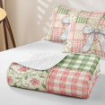 thumbnail image 4 of Manfei Patchwork Plaid Bow Quilt Full,Floral Stitch Full Bedspread Sets,3 Pieces,1 Coverlet and 2 Pillowcases, 4 of 7