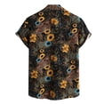 thumbnail image 3 of Eashery Mens Short Sleeve Button Down Shirts Lapel Tops Linen Button Down Shirt for Men Brown 3XL, 3 of 5