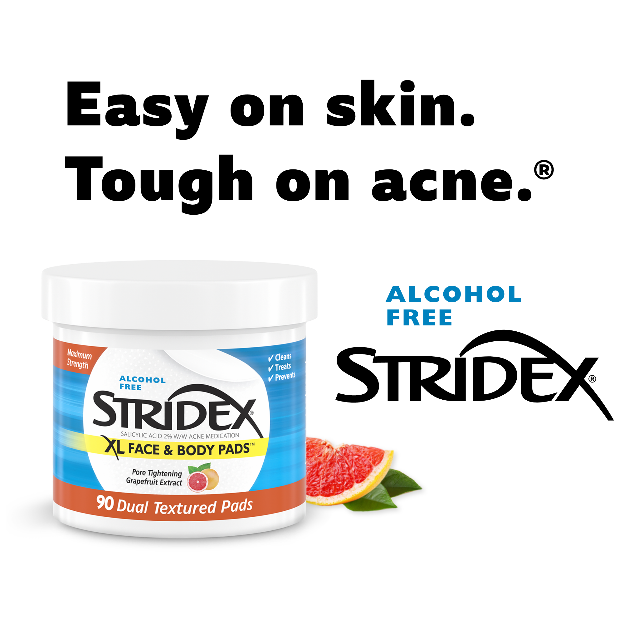 Stridex XL Acne Pads for Face and Body with Salicylic Acid, Alcohol Free, 90 Ct - image 5 of 12