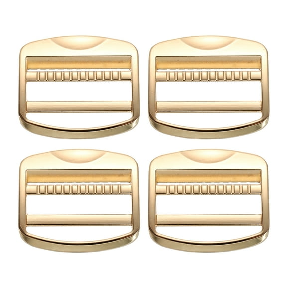 4 Pack Metal Ladder Lock Buckles, 1 1/2 inch Tri-Glide Lock Slider Buckle Adjustable, Strap Release Buckles Zinc Alloy for Backpack Strap Accessories, Light Gold