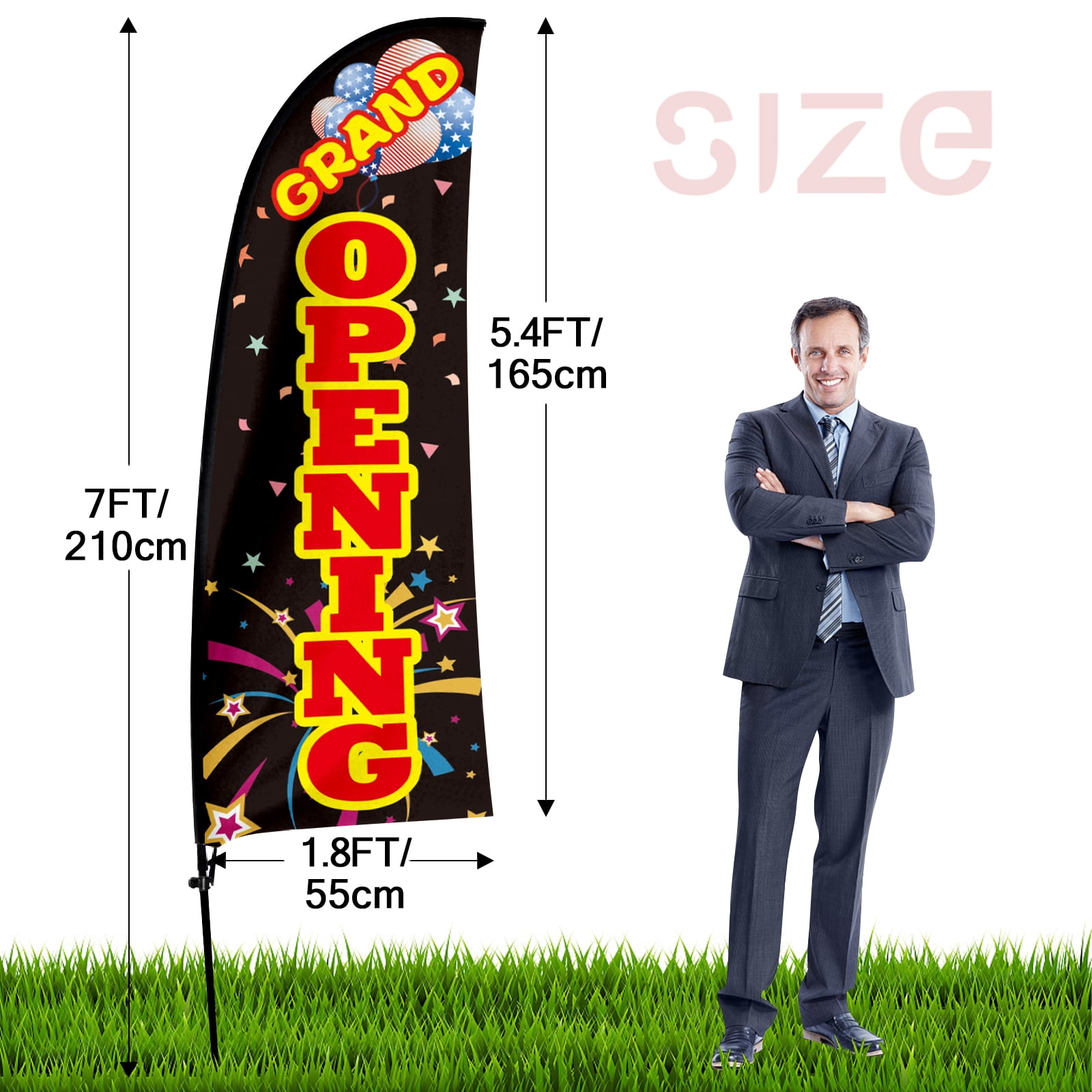 Qsum 7 ft Polyester Grand Opening Outdoor Flag and Banner, Weatherproof