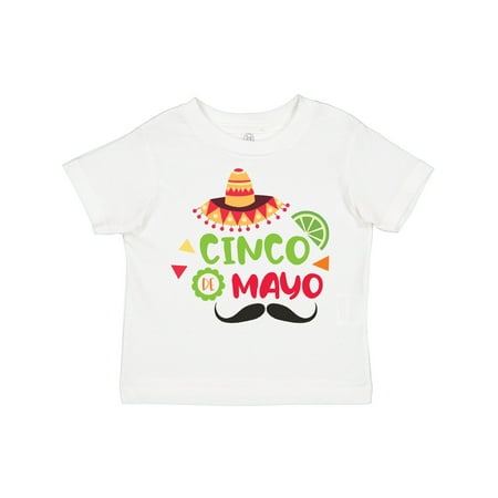 

Inktastic Cinco De Mayo with Sombrero Lime and Mustache Gift Toddler Boy Girl T-Shirt