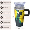 thumbnail image 3 of Sunflower 20oz Stainless Steel Tumbler with Handle and Straw – Insulated Travel Cup with Sliding Lid, 360° Full Wrap Printed Mug for Home, Outdoor & Sports Use, Foral, 3 of 6