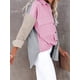 thumbnail image 3 of Blusa de solapa de pana con camisa de bloque de color para mujer con bolsillo FleinngHoz JD710495469, 3 of 4