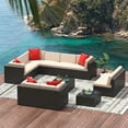 thumbnail image 6 of Homall 12 Pieces Rattan Patio Furniture Conversation Set Outdoor Sectional Sofa for Backyard,Beige, 6 of 10
