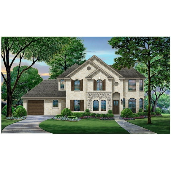 015-955: Traditional 4 Bed, 4 Bath Luxury Home Plan, 3110 Sq Ft: Full Blueprints with License to Build by Home Plan Marketplace - Lesuto