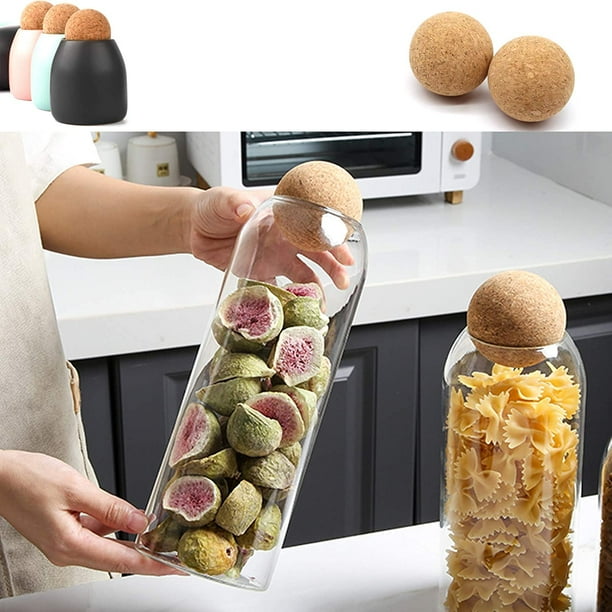 Rtxbvg Bouchon de Vin de Boule de LièGe en Bois de 2 PièCes, Bouchon de Boule de LièGe pour Le Remplacement de Bouteille de Carafe de Carafe de Vin 2.1 Pouces