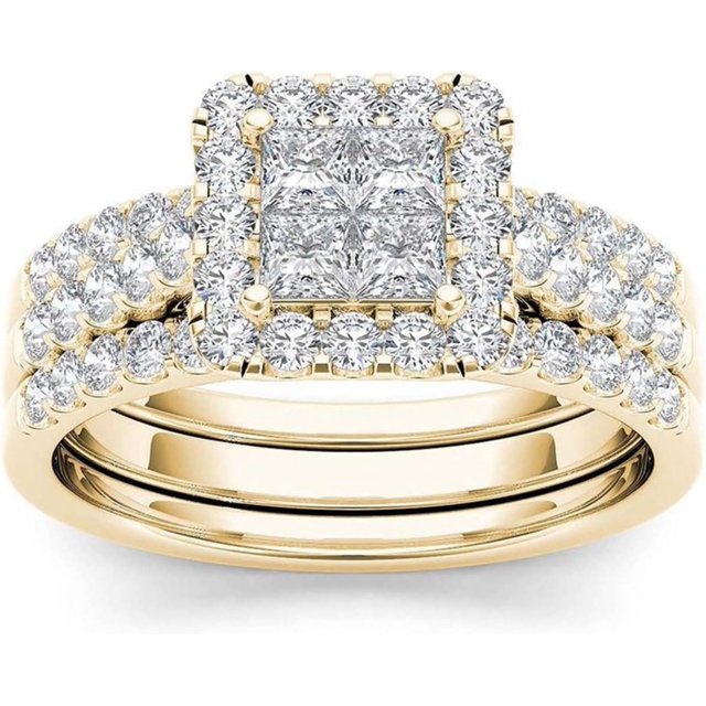 AKYUSGFL Fashion Rings for Women Synthetic Diamond Studded Zirconia Inlaid Rings Wedding Engagement Rings Jewelry Accessory Gifts
