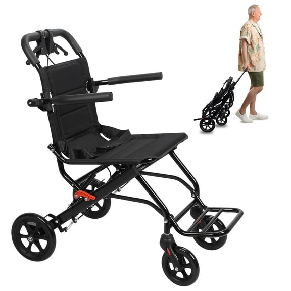 Seipola Lightweight Foldable Wheelchair for Adults - Transport Wheelchair with Narrow Design, Aluminum Alloy Frame, Supports 220lbs, Easy Fold for Travel & Daily Use