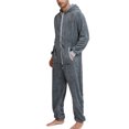 thumbnail image 3 of Innerwin Pyjama Imprimé Camouflage pour Hommes, Combinaison de Détente à Manches Longues, Justaucorps Chaud Gris Foncé S, 3 of 5