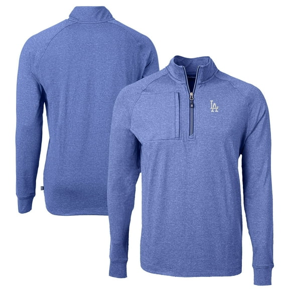 Men's Cutter & Buck Heather Royal Los Angeles Dodgers Big & Tall Adapt Eco Knit Stretch Recycled Quarter-Zip Pullover
