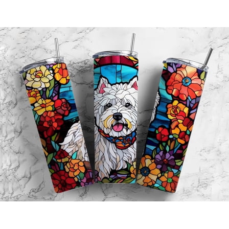 West Highland Terrier Dog Stained Glass 20 oz. Skinny Tumbler Sublimated runC38
