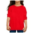 thumbnail image 4 of LIUYUNNN Kids T Shirts for Kids Solid ColorRed Long Sleeve Shirt Crewneck Comfort Colors Girls Uniform Shirts 10-11 Years Boys Girls Four Seasons Outfits, 4 of 4