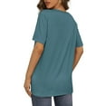 thumbnail image 4 of Womens Tops Women's T-Shirt V Neck Short Sleeve Solid Color Casual Loose T-Shirt Top, 4 of 7
