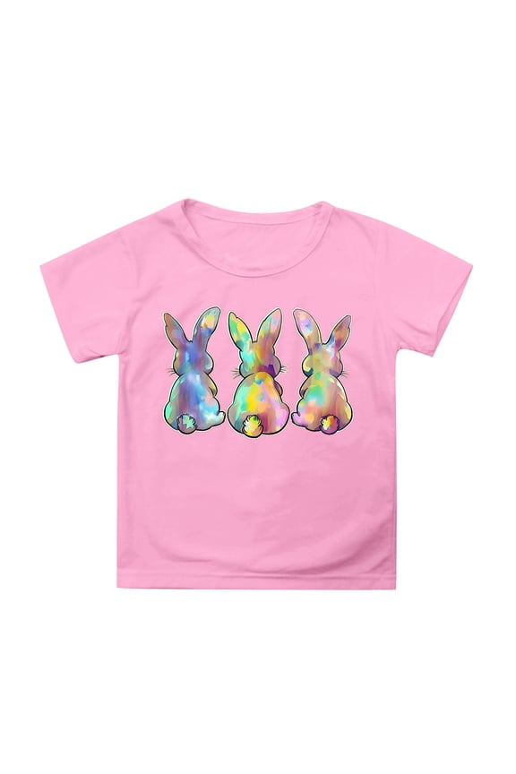 Little Girls Easter Tshirt Casual Short Sleeve Graphic T-Shirt Tee, Sizes 3-13