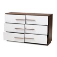 thumbnail image 2 of Baxton Studio Commode en Bois à 6 Tiroirs en Blanc et Noyer, 2 of 8