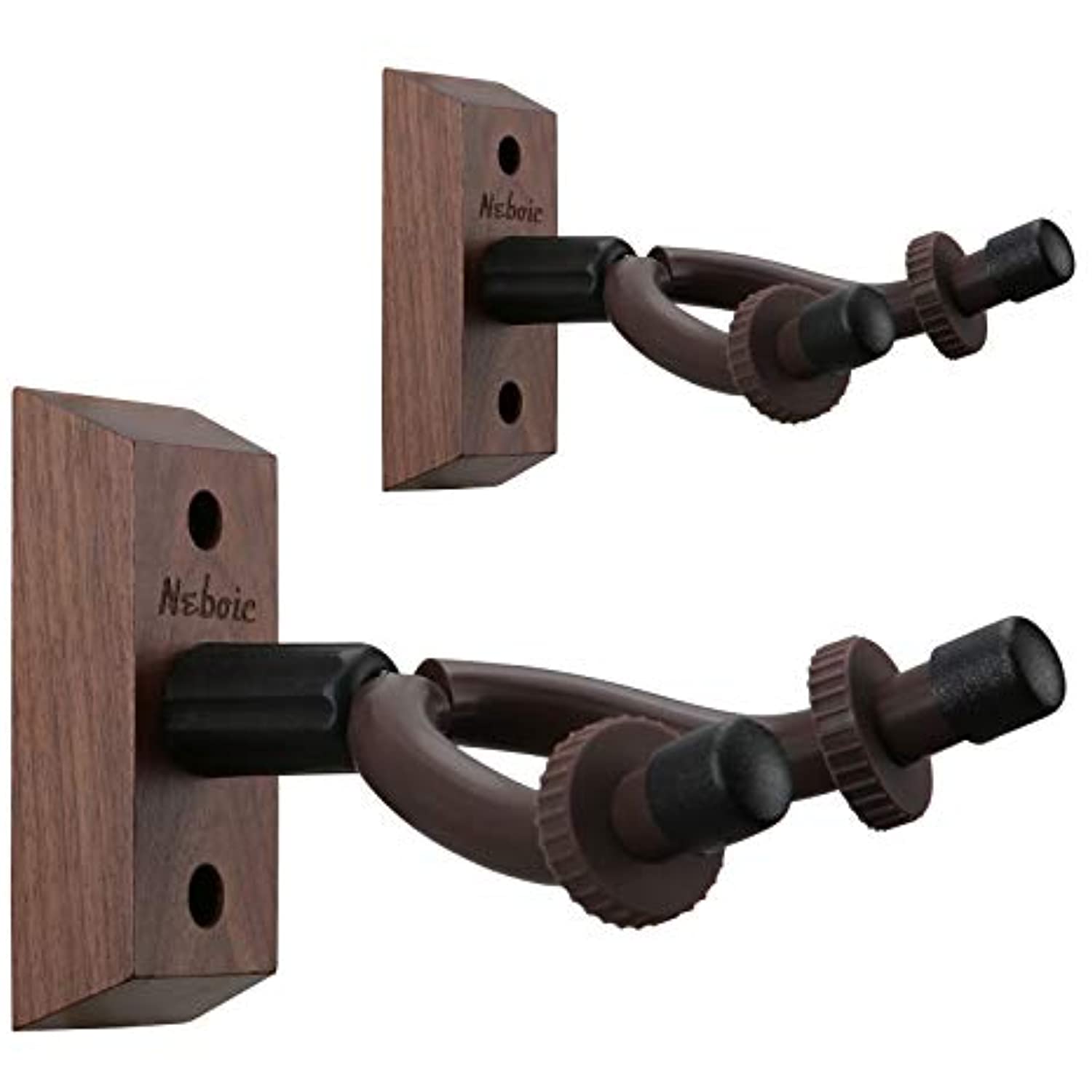2 Pack Guitar Wall Mount, Neboic Hard Wood Guitar Wall Hanger, Black