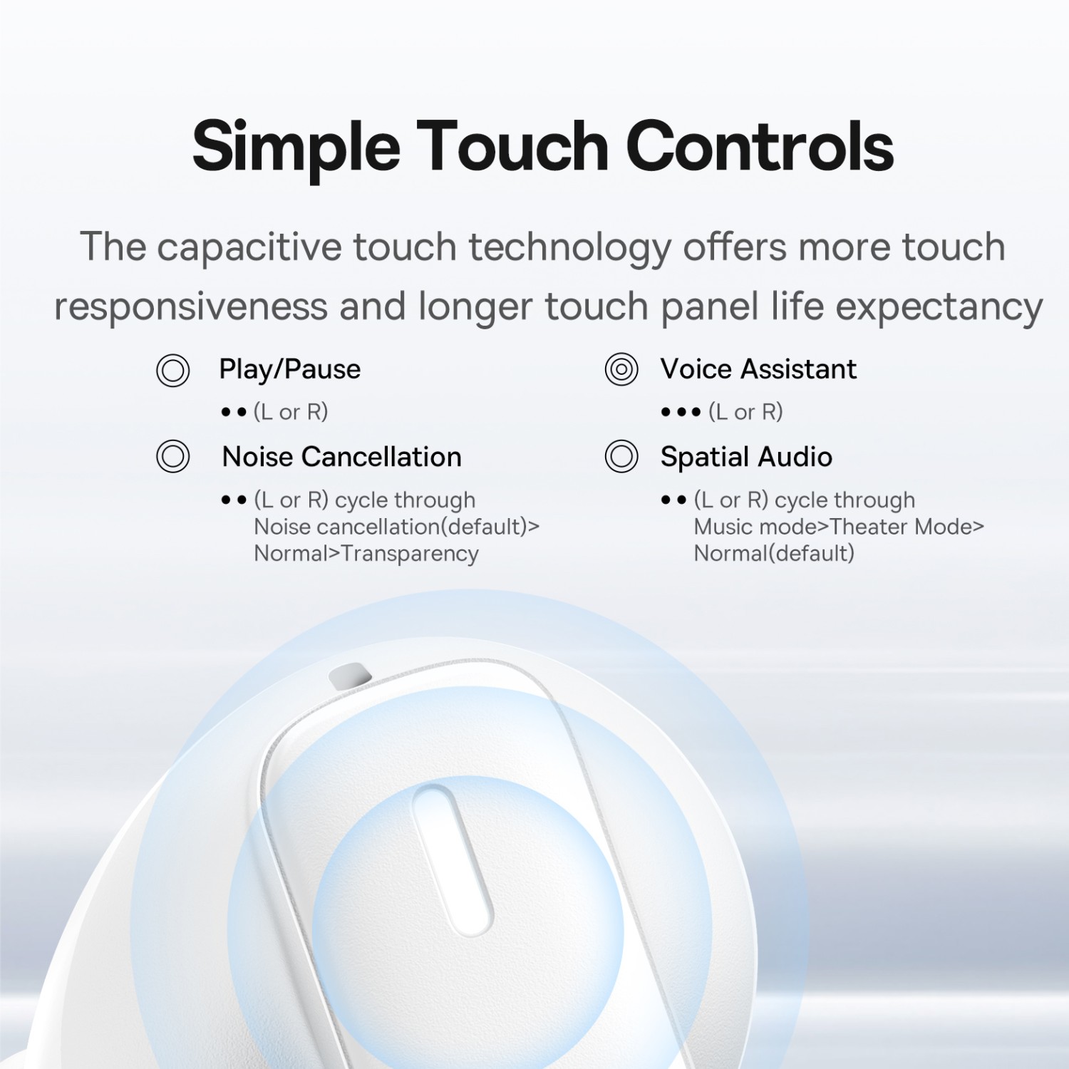 Baseus True Wireless Earbuds 33H Playtime Bluetooth Ear Buds IPX5 Waterproof In-Ear Earphones with Mic, E20 White